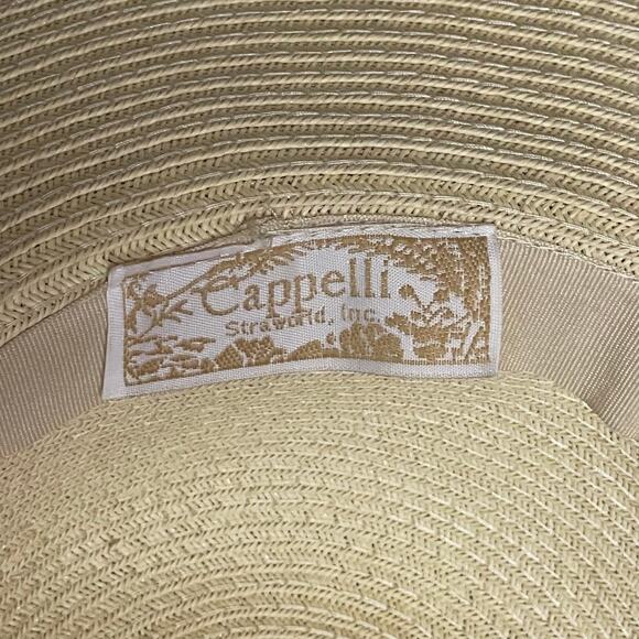 Cappelli Straworld, Inc. wide brim floppy hat with black ribbon 18" across - Picture 4 of 5